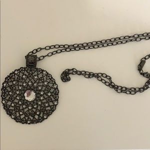 Silver long necklace with pendant